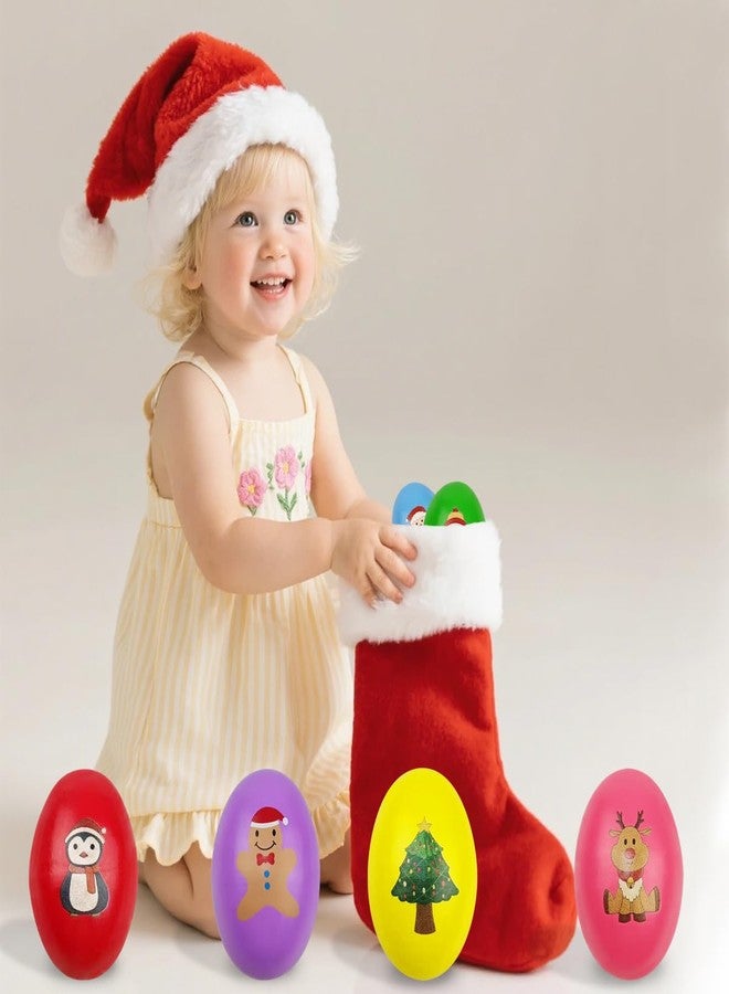 OCBTOW 6 Pack Christmas Wooden Shake Eggs Musical Eggs Shakers for Toddlers Kids Girls Boys Christmas Stocking Stuffers Gifts Party Favors - Image 4